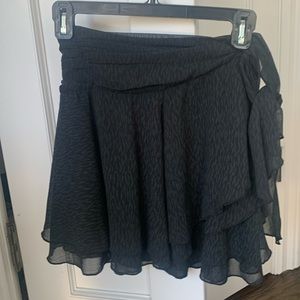 Women’s Aerie Wrap Ruffle Skirt Black Gray Size Extra Small